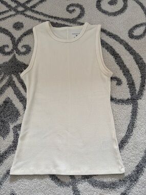 American Eagle Outfitters Cream Ribbed Tank Top — Sleeveless Knit